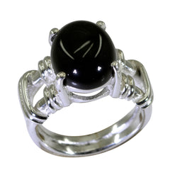 Black Onyx Solitaire Middle Eastern Silver Black Gems Eye catching Rope Wire Ring Jewellery