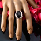 Black Onyx Solitaire Russian 925 Silver Black Gemstones Versatile Victorian Ring Jewellery