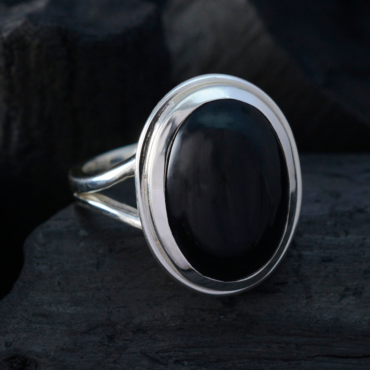 Black Onyx Solitaire Russian 925 Silver Black Gemstones Versatile Victorian Ring Jewellery