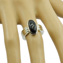 Black Onyx Solitaire German 925 Sterling Silver Black Gems Eye catching Heritage Ring Jewelry