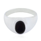 Black Onyx Solitaire Indian 925 Silver Black Gemstones Minimal Artisan Ring Jewellery