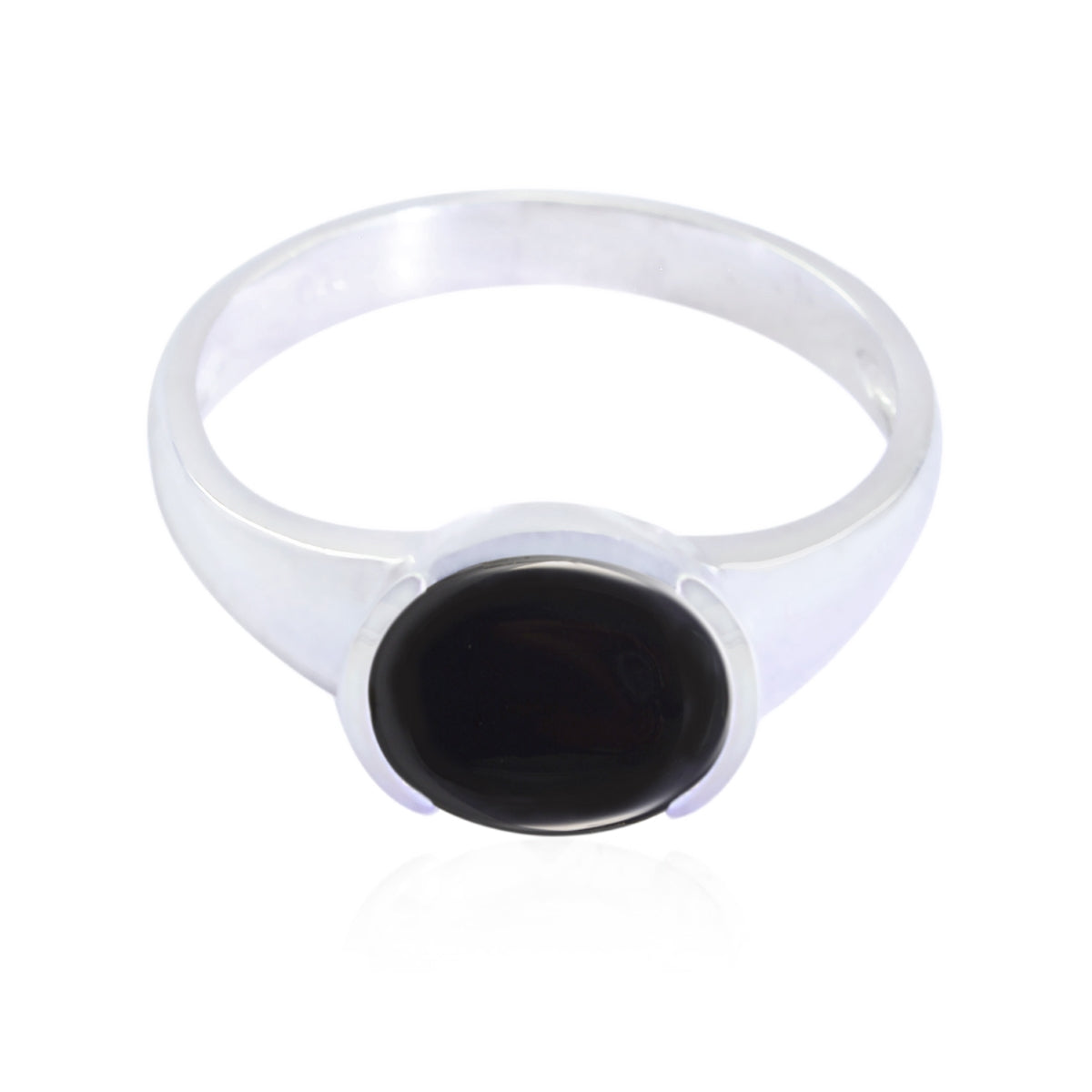 Black Onyx Solitaire Japanese 92.5 Silver Black Gems Dainty Trendy Ring Jewellery Hoofdafbeelding