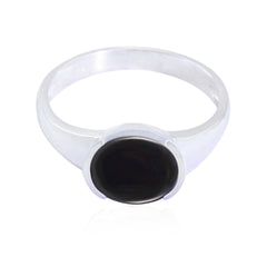Black Onyx Solitaire Japanese 92.5 Silver Black Gems Dainty Trendy Ring Jewellery