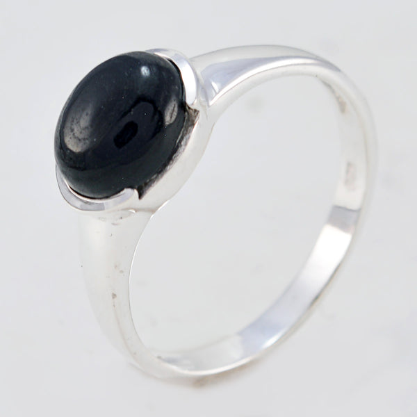 Black Onyx Solitaire Japanese 92.5 Silver Black Gems Dainty Trendy Ring Jewellery