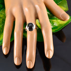 Black Onyx Solitaire German Silver Black Gemstones Slim Artisan Ring Jewelry