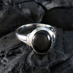 Black Onyx Solitaire German Silver Black Gemstones Slim Artisan Ring Jewelry