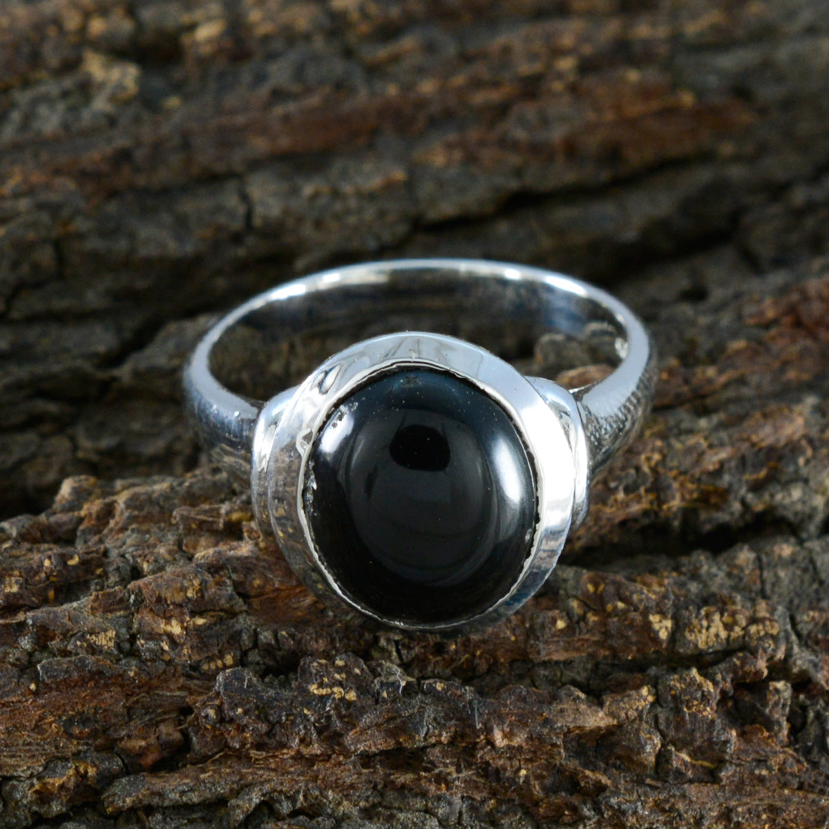 Black Onyx Solitaire German Silver Black Gemstones Slim Artisan Ring Jewelry