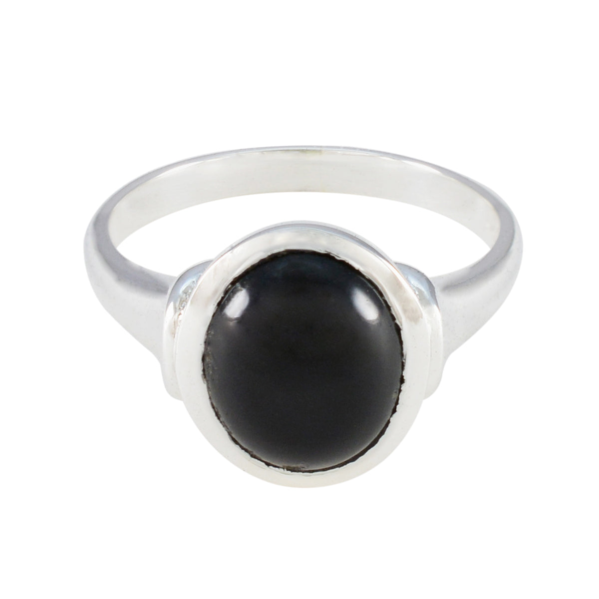 Black Onyx Solitaire German Silver Black Gemstones Slim Artisan Ring Jewelry Image principale du produit