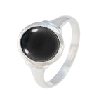 Black Onyx Solitaire German Silver Black Gemstones Slim Artisan Ring Jewelry