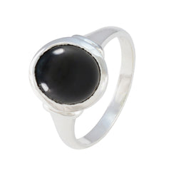 Black Onyx Solitaire German Silver Black Gemstones Slim Artisan Ring Jewelry