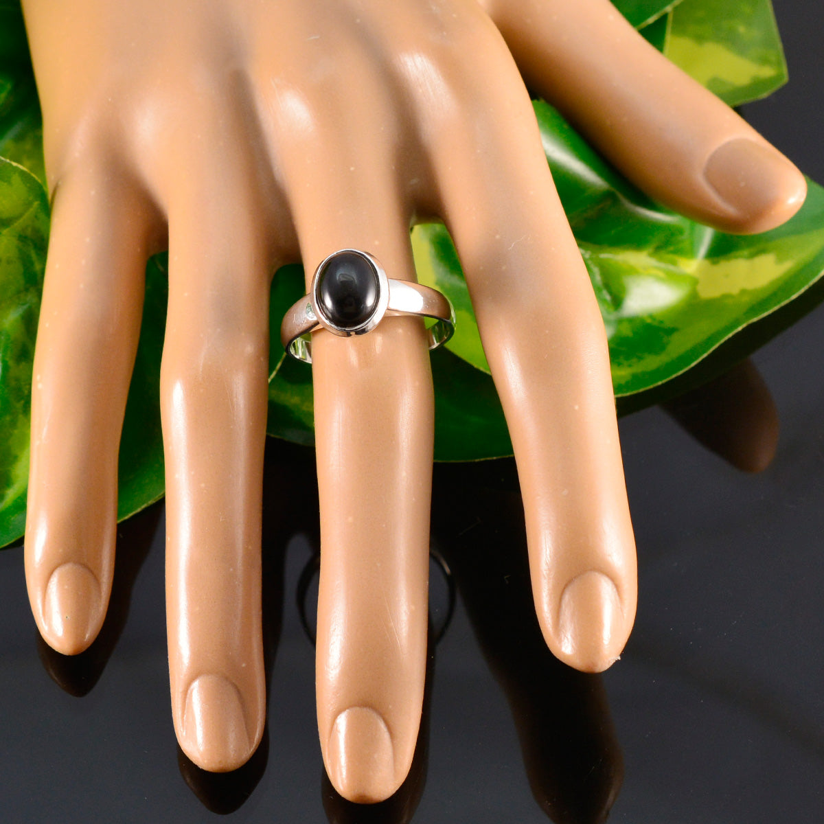 Black Onyx Solitaire Russian 92.5 Silver Black Gemstones Classic Fairytale Ring Jewellery