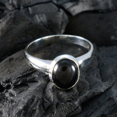 Black Onyx Solitaire Russian 92.5 Silver Black Gemstones Classic Fairytale Ring Jewellery