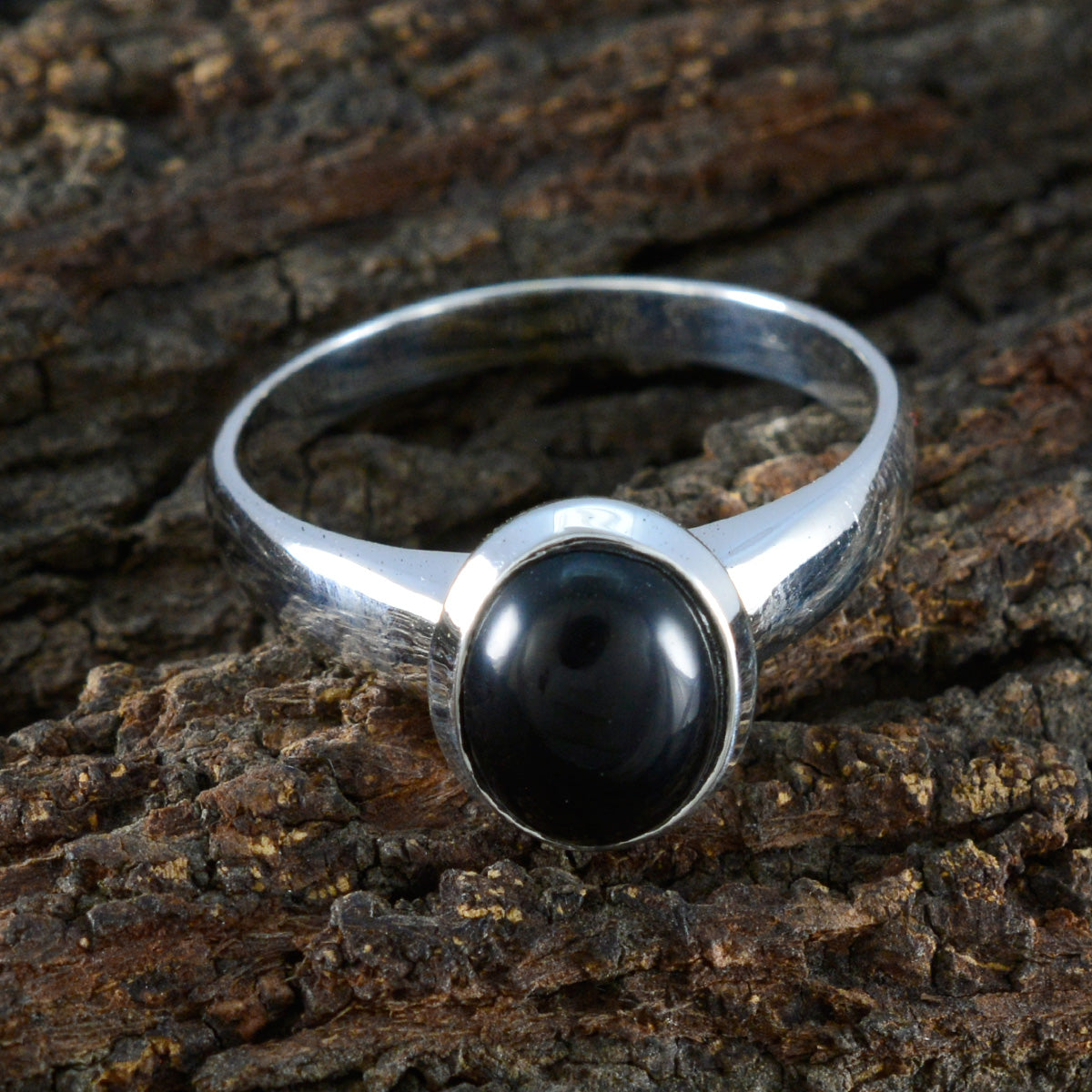 Black Onyx Solitaire Russian 92.5 Silver Black Gemstones Classic Fairytale Ring Jewellery
