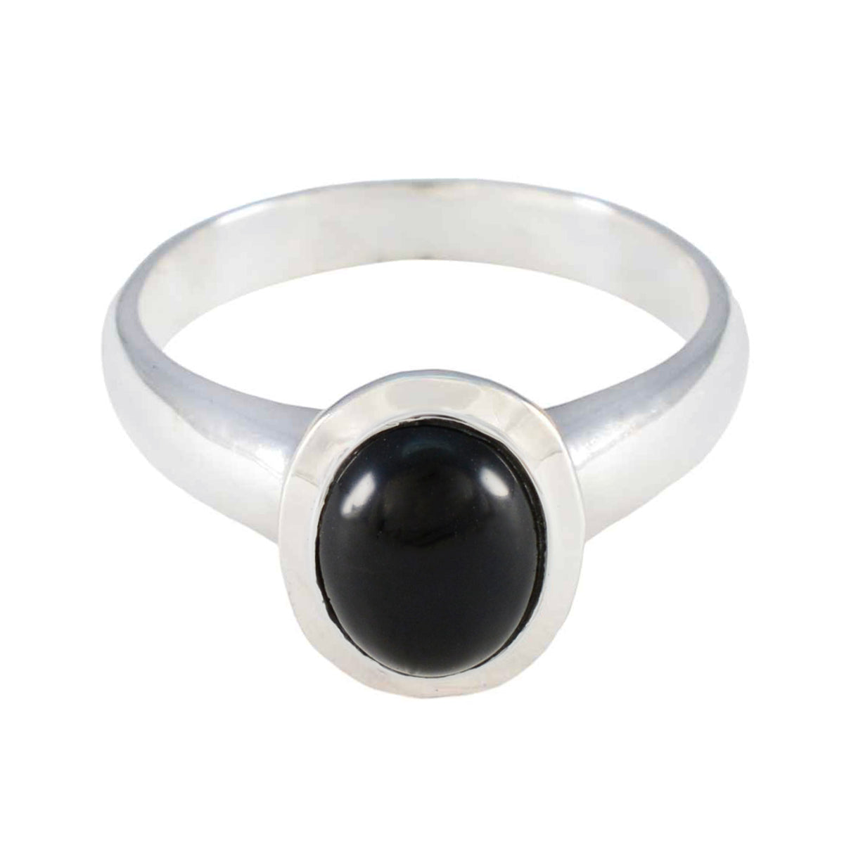Black Onyx Solitaire Russian 92.5 Silver Black Gemstones Classic Fairytale Ring Jewellery Main image