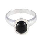 Black Onyx Solitaire Russian 92.5 Silver Black Gemstones Classic Fairytale Ring Jewellery