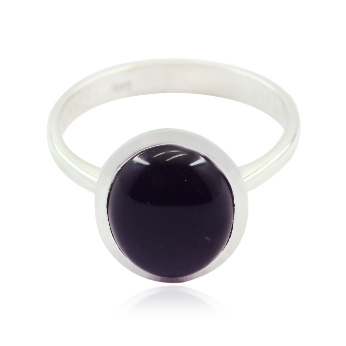 Black Onyx Solitaire Korean Sterling Silver Black Gems Whisper thin Trendy Ring Jewelry