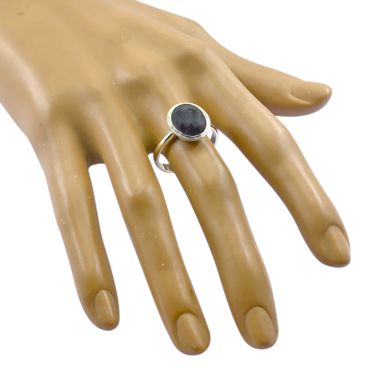 Black Onyx Solitaire Korean Sterling Silver Black Gems Whisper thin Trendy Ring Jewelry