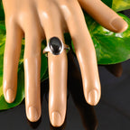 Black Onyx Solitaire French 925 Silver Black Gemstones Minimal Trendy Ring Jewellery