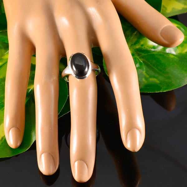 Black Onyx Solitaire French 925 Silver Black Gemstones Minimal Trendy Ring Jewellery