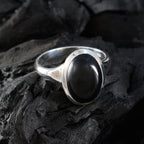 Black Onyx Solitaire French 925 Silver Black Gemstones Minimal Trendy Ring Jewellery
