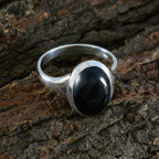 Black Onyx Solitaire French 925 Silver Black Gemstones Minimal Trendy Ring Jewellery
