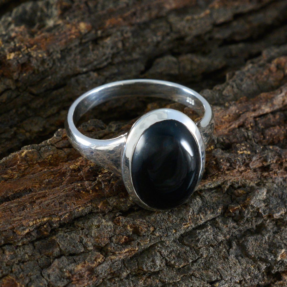 Black Onyx Solitaire French 925 Silver Black Gemstones Minimal Trendy Ring Jewellery