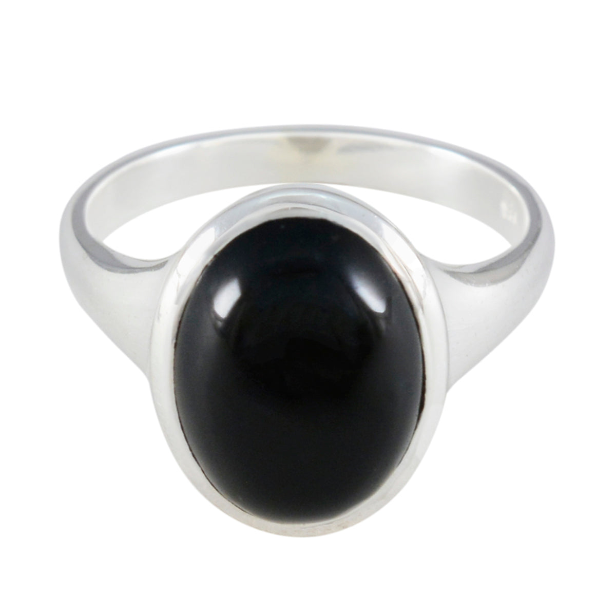 Black Onyx Solitaire French 925 Silver Black Gemstones Minimal Trendy Ring Jewellery Main image