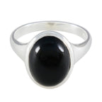 Black Onyx Solitaire French 925 Silver Black Gemstones Minimal Trendy Ring Jewellery