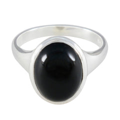 Black Onyx Solitaire French 925 Silver Black Gemstones Minimal Trendy Ring Jewellery