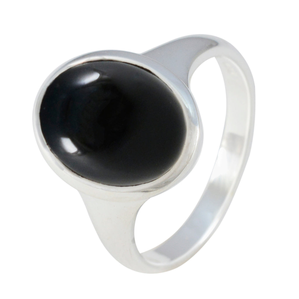 Black Onyx Solitaire French 925 Silver Black Gemstones Minimal Trendy Ring Jewellery