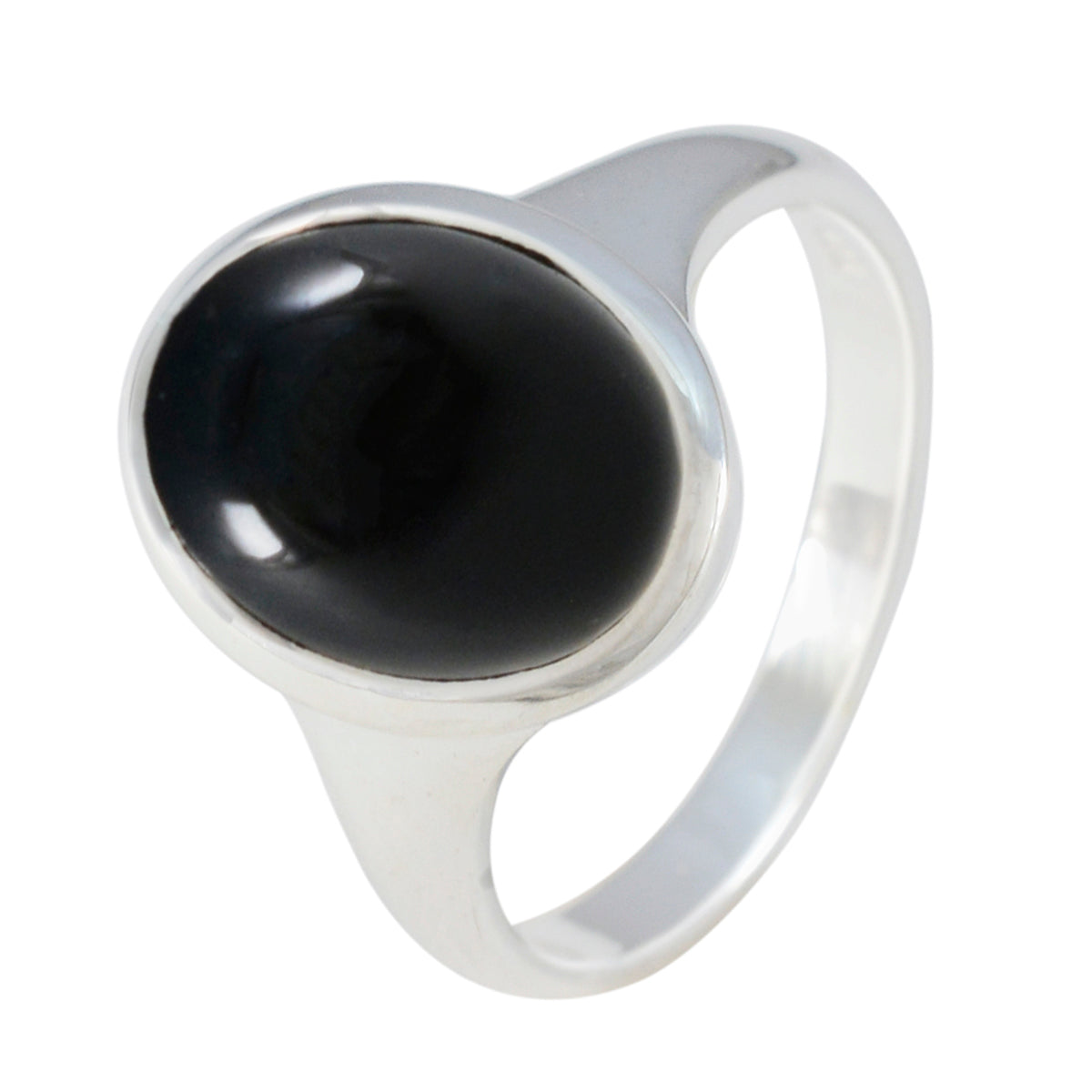 Black Onyx Solitaire French 925 Silver Black Gemstones Minimal Trendy Ring Jewellery