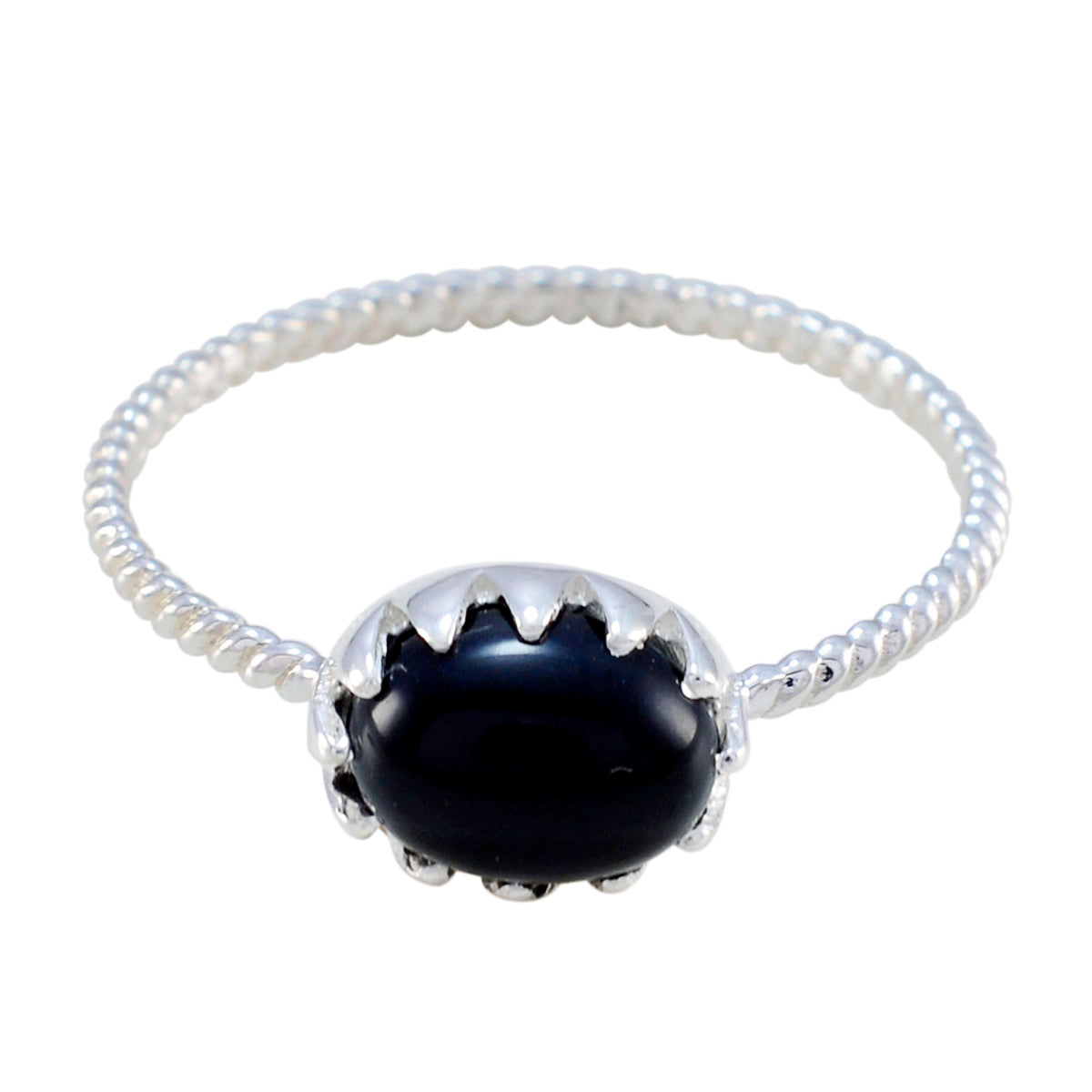 Black Onyx Solitaire American 925 Silver Black Gemstones Elegant  Twist Ring Jewelry Главное изображение товара