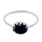 Black Onyx Solitaire American 925 Silver Black Gemstones Elegant  Twist Ring Jewelry