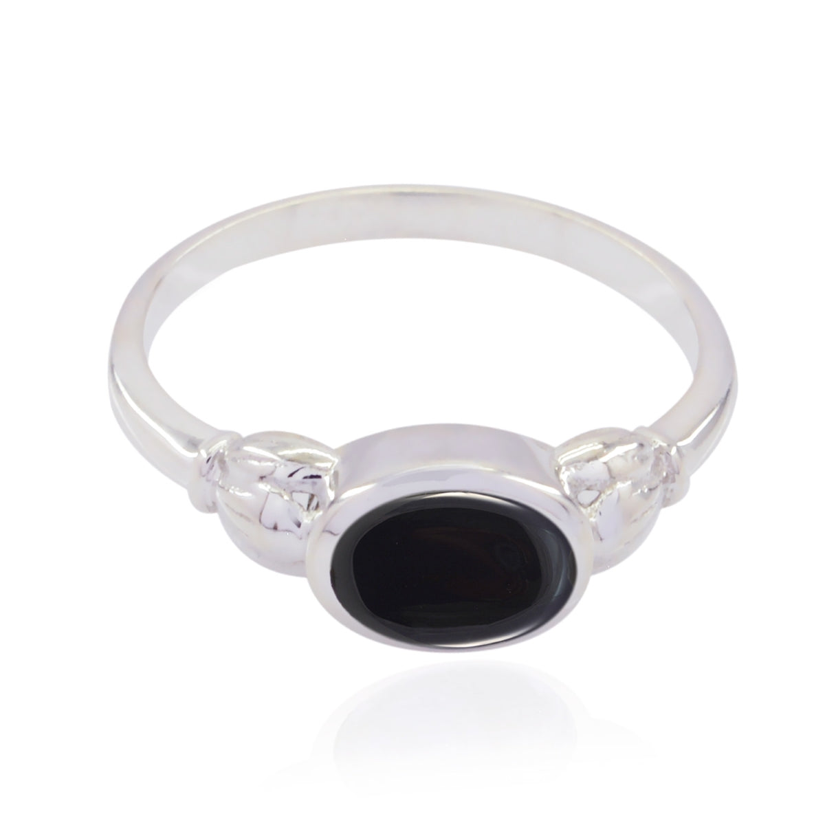 Black Onyx Solitaire Japanese Silver Black Gemstones Whisper thin Contemporary Ring Jewelry