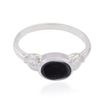 Black Onyx Solitaire Japanese Silver Black Gemstones Whisper thin Contemporary Ring Jewelry