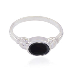 Black Onyx Solitaire Japanese Silver Black Gemstones Whisper thin Contemporary Ring Jewelry