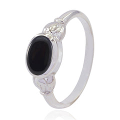 Black Onyx Solitaire Japanese Silver Black Gemstones Whisper thin Contemporary Ring Jewelry