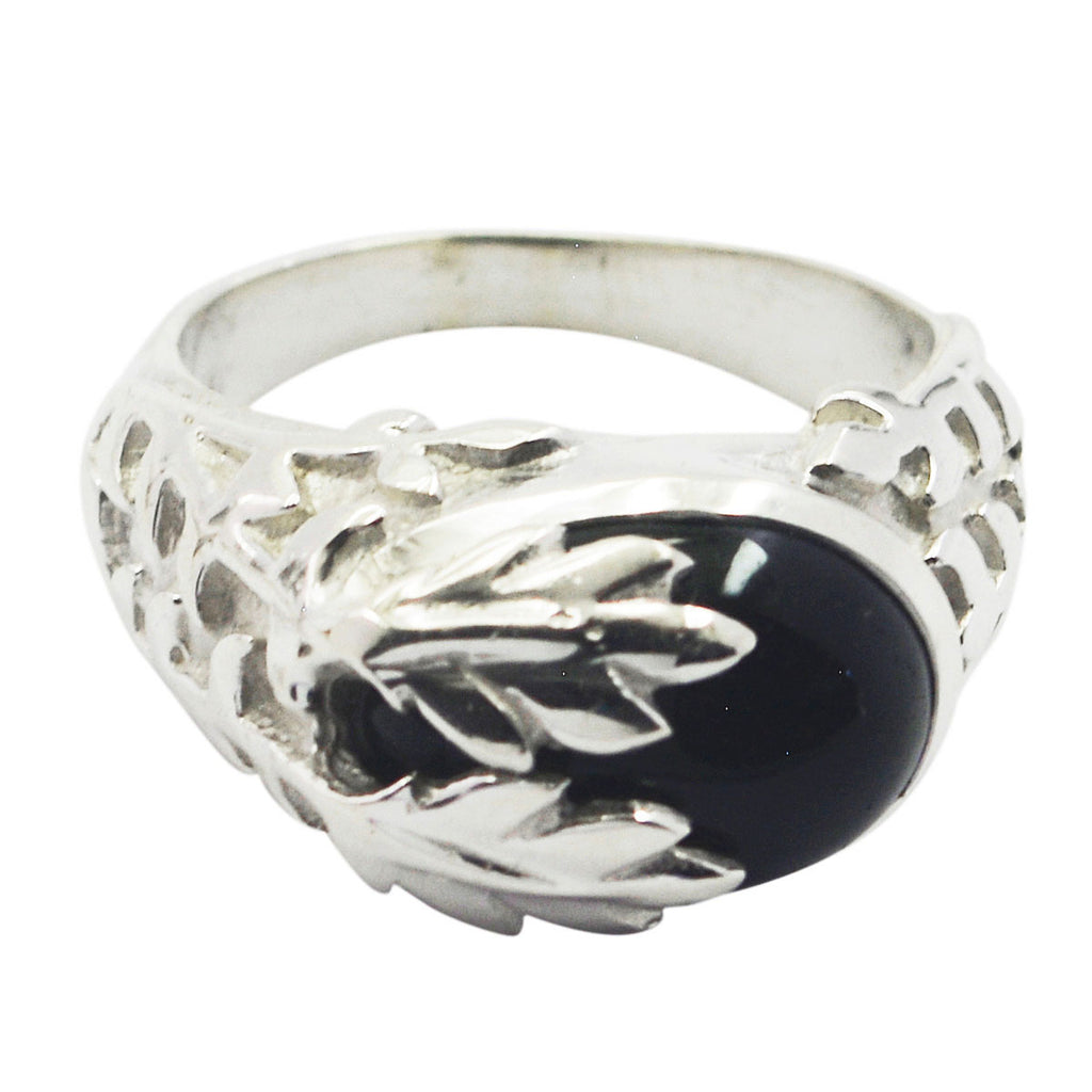 Black Onyx Solitaire German Silver Black Gems Versatile Victorian Ring Jewelry