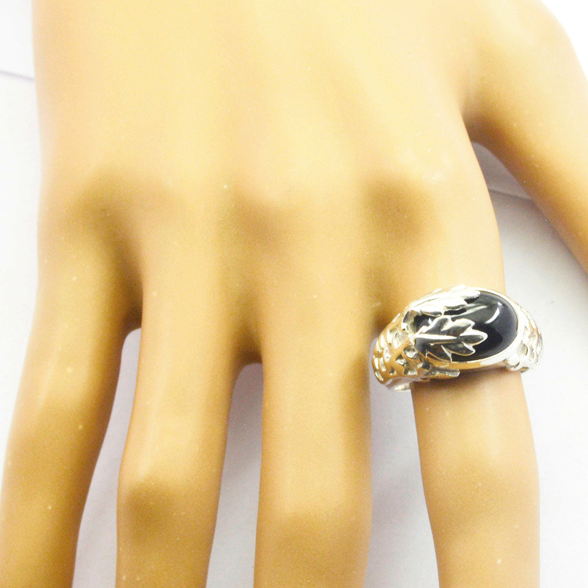 Black Onyx Solitaire German Silver Black Gems Versatile Victorian Ring Jewelry