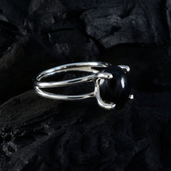 Black Onyx Solitaire American 925 Silver Black Gemstone Whisper thin Abstract Ring Jewelry