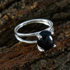 Black Onyx Solitaire American 925 Silver Black Gemstone Whisper thin Abstract Ring Jewelry