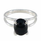 Black Onyx Solitaire American 925 Silver Black Gemstone Whisper thin Abstract Ring Jewelry