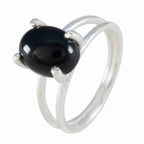Black Onyx Solitaire American 925 Silver Black Gemstone Whisper thin Abstract Ring Jewelry