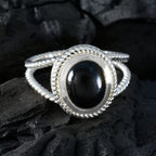 Black Onyx Solitaire Latin American 92.5 Silver Black Gemstone Classic Rope Wire Ring Jewelry