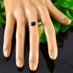 Black Onyx Solitaire Korean 925 Silver Black Gems Elegant  Graceful Ring Jewelry