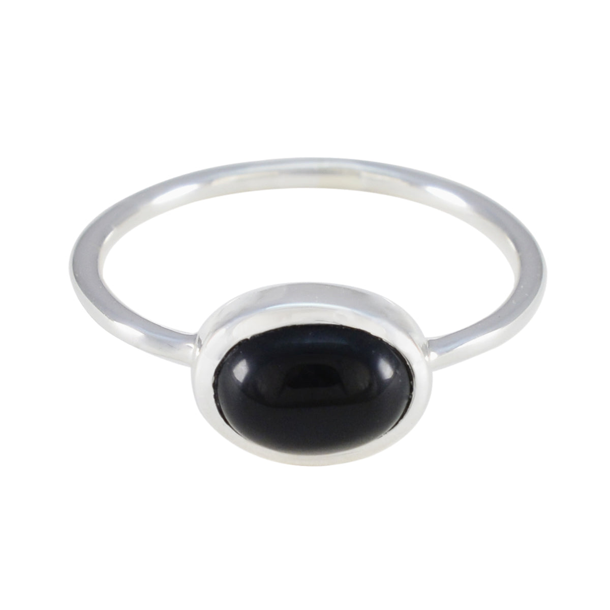 Black Onyx Solitaire Korean 925 Silver Black Gems Elegant  Graceful Ring Jewelry