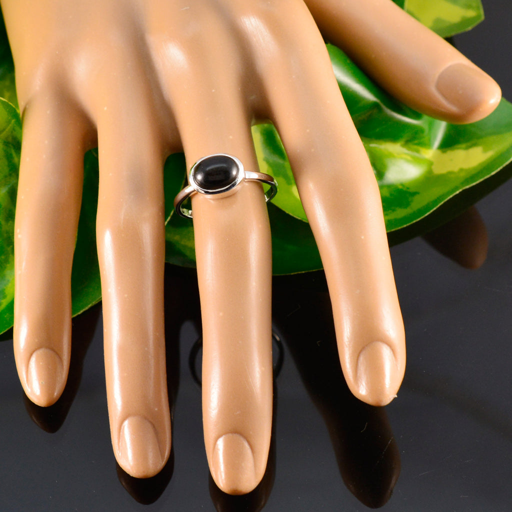 Black Onyx Solitaire Turkish Sterling Silver Black Gemstone Dainty Abstract Ring Jewellery