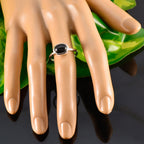 Black Onyx Solitaire Turkish Sterling Silver Black Gemstone Dainty Abstract Ring Jewellery