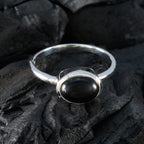 Black Onyx Solitaire Turkish Sterling Silver Black Gemstone Dainty Abstract Ring Jewellery