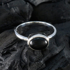 Black Onyx Solitaire Turkish Sterling Silver Black Gemstone Dainty Abstract Ring Jewellery